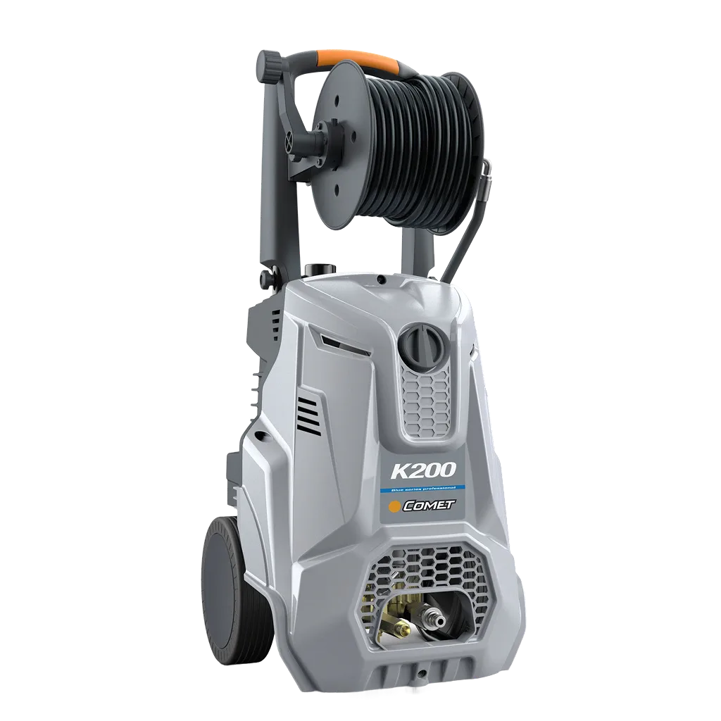 Comet K200 electric pressure washer with hose reel.