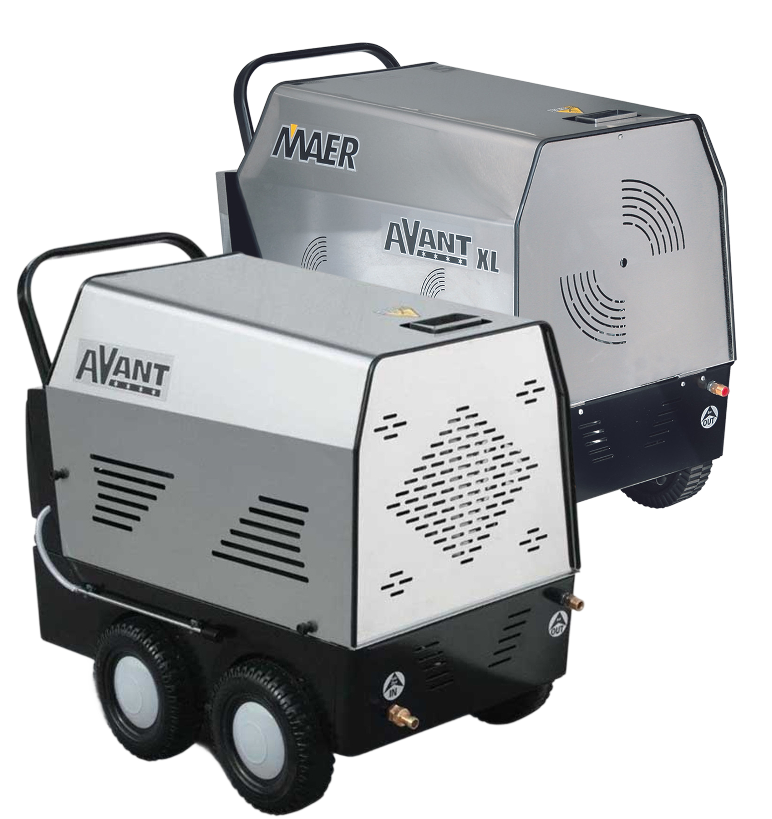Three-phase Avant hot water blasters for industrial cleaning.